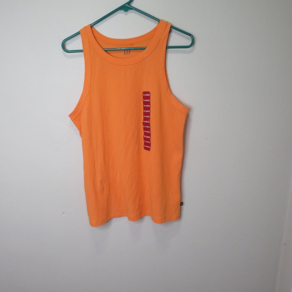 Gap Ribbed Tank Top XL Orange Cotton Spandex Sleeveless Crew Neck Racerback